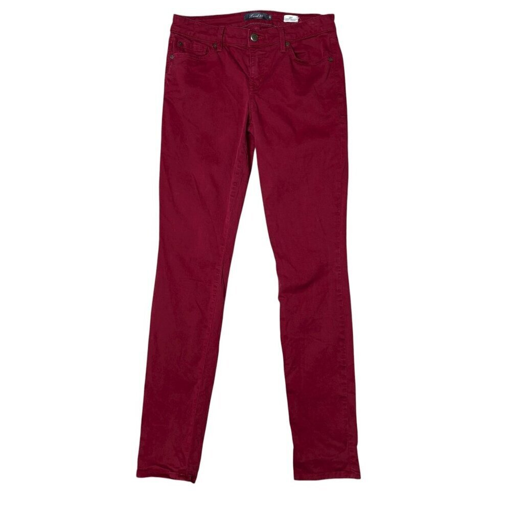 Anthro Level 99 Lily Skinny Straight Ruby Red Wash Jeans Women's Size 28 - Picture 2 of 9